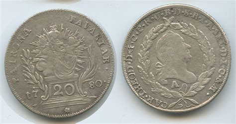 Bayern Amberg 20 Kreuzer Silber 1780 A H0616 Karl Theodor 1777 1799