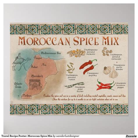 Travel Recipe Poster Moroccan Spice Mix Poster Zazzle In 2024