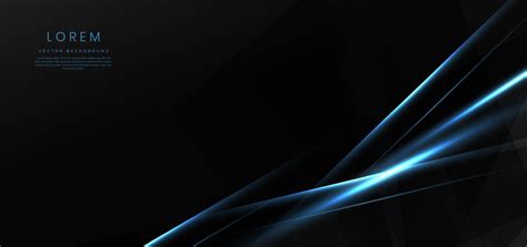 Abstract Elegant Black Background With Light Blue Line And Copy Space