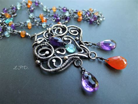 Wire Wrapped Sterling Silver Necklace With Amethyst Carnel Flickr