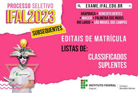 Ifal Tem Listas De Classificados Para Cursos Subsequentes De Seis Campi