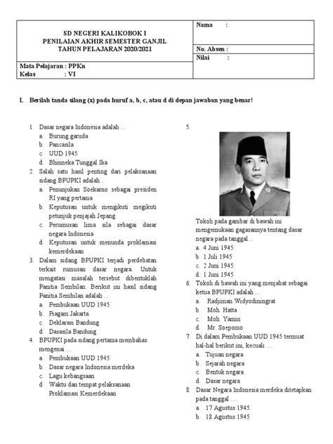 Soal Uas Pkn Kelas 6 Semester 1 Pdf