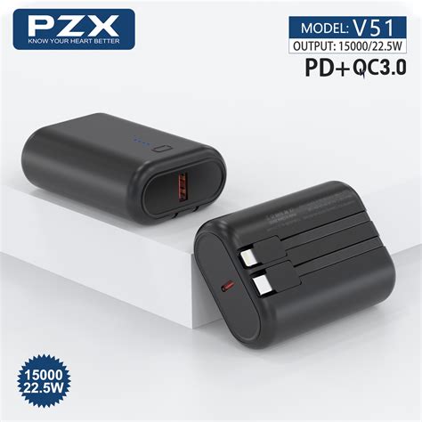 Pzx V Fast Charging Built In Cables Mah Portable Power Bank