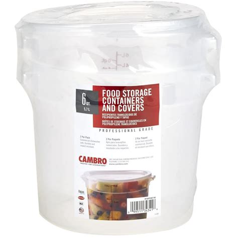 Cambro Round Translucent Container With Lid 6 Qt 2 Pk Walmart