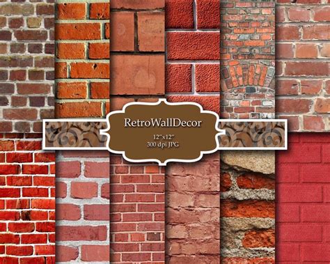 Brick Digital Paper Brick Background Digital Brick Wall Etsy