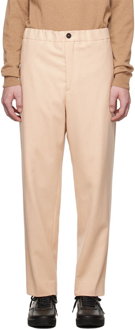 Jil Sander Pantalon beige à taille élastique SSENSE France