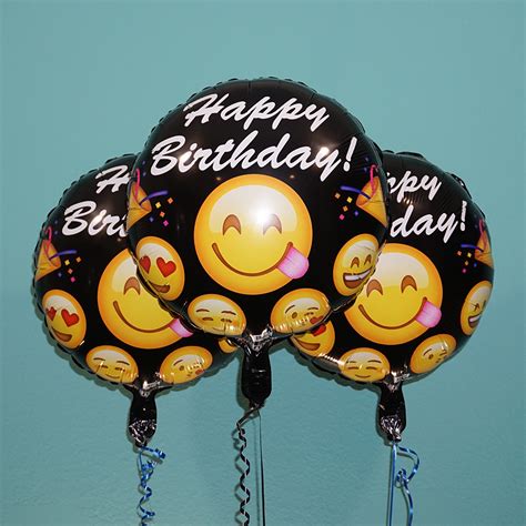 Emoji 18 Black Happy Birthday Helium Balloon 3 Pack Emoji Party