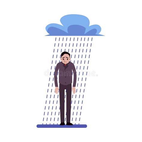 Sad Businessman Standing In The Rain Stock Vector Illustration Of