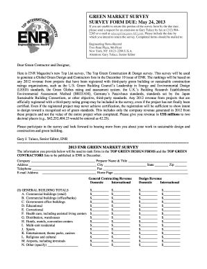 Fillable Online Enr Top Green Contractors And Design Firms Survey Form