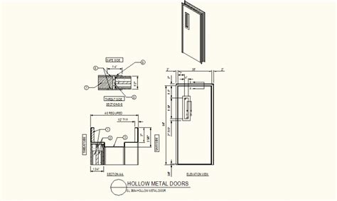 Hollow Metal Door Detail Plan and Elevation DWG File