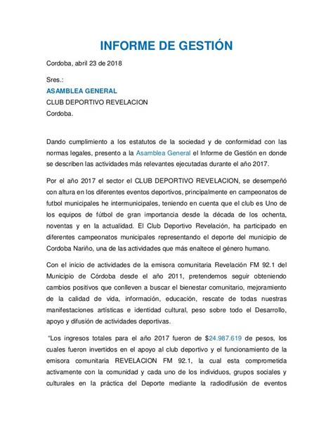 Informe De Gestion