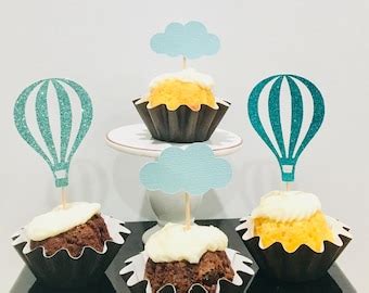 Baby Shower Cake Topper Hot Air Balloon Cupcake Toppers Hot Etsy