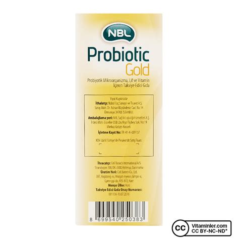 Nbl Probiotic Gold Sa E Probiyotik Vitaminler