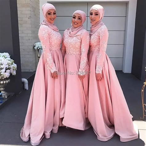 Muslim Bridesmaid Dresses 2017 Robe Demoiselle D Honneur Long Sleeves