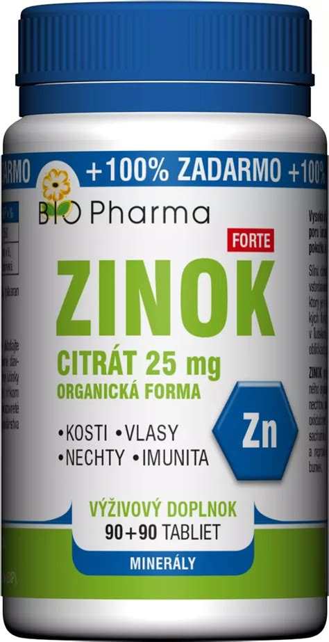 Bio Pharma Zinek citrát Forte 25 mg 180 tbl od 103 Kč Zbozi cz