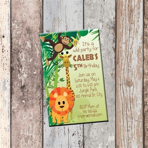 Printable Jungle Theme Birthday Invitation Card Template Excel