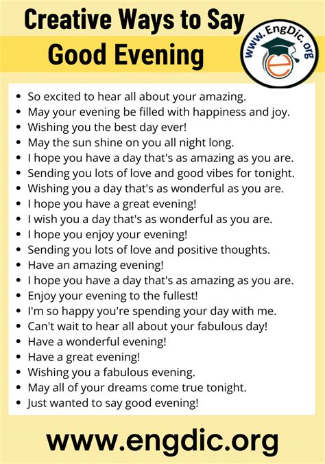 30 Heartfelt Creative Ways To Say Good Evening EngDic