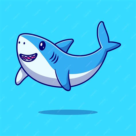 Premium Vector Cute Shark Swimming Vector Cartoon Icon Illustration