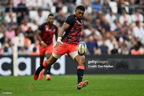 Ilaisa Droasese Of Fiji Kicks During The Rugby World Cup France 2023