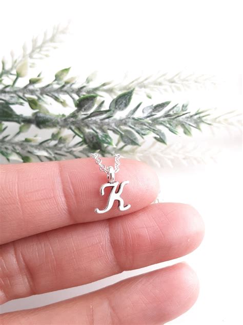 Personalized Initial K Necklace Letter K Necklace Silver Etsy