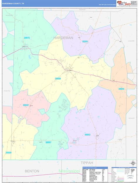 Hardeman County Tn Wall Map Color Cast Style By Marketmaps