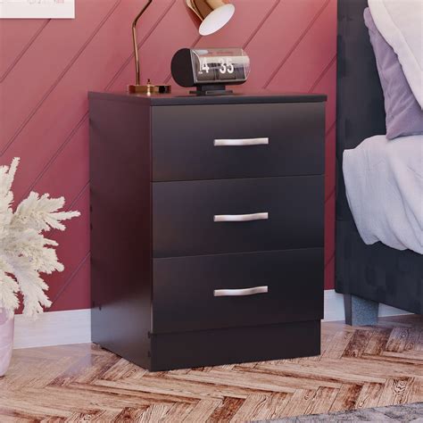 Buy Vida Designs Black Chest of Drawers, 3 Drawer With Metal Handles ...