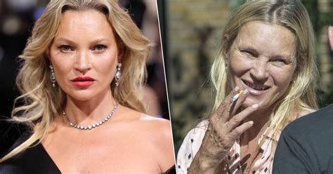 Almost Unrecognizable Kate Moss Spotted Smoking Outside London