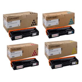 Ricoh 40754 BK C M Y Original Black Colour Toner Cartridge 4 Pack