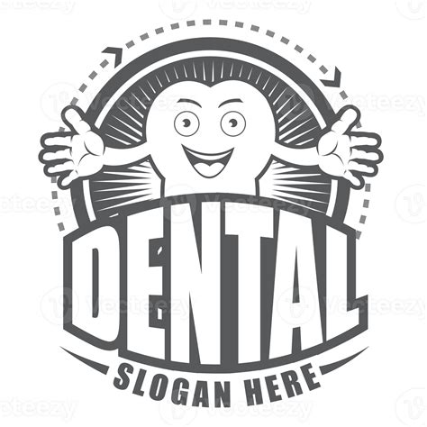 Black And White Cartoon Smiling Tooth Symbol Its Happy Smile Concept