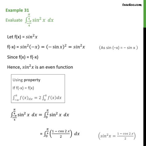 Example 31 Evaluate Definite Integral Sin2 X Dx Examples