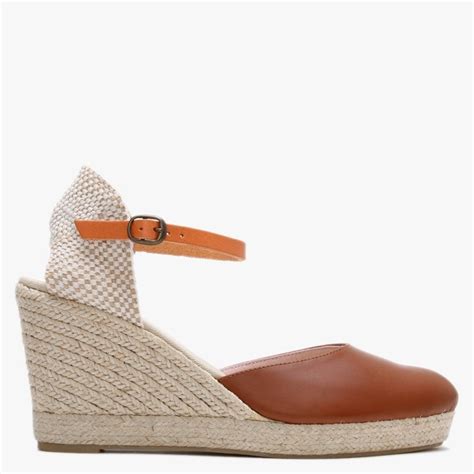 Carmen Saiz Tan Leather Closed Toe Wedge Espadrilles Shopstyle