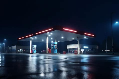 Premium Photo Gas Station At Night Refueling Of Gasoline At Gas Station