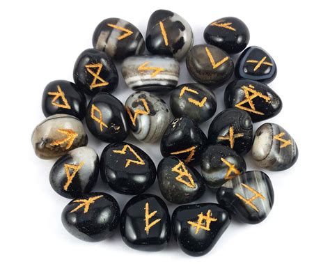 Buy Black Onyx Rune Stones Set | Crystal Viking Alphabet Elder futhark ...