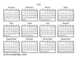 1312 One Page Calendar
