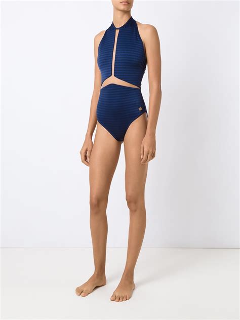 Brigitte Sheer Panel Halterneck Swimsuit Farfetch