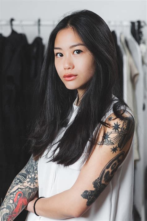 "Portrait Of A Young Asian Fashion Designer With Many Tattoos" by ...