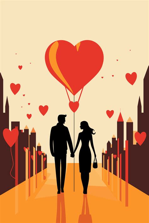 Valentines Day Love Couple Heart Flat Art 29952240 Vector Art At Vecteezy