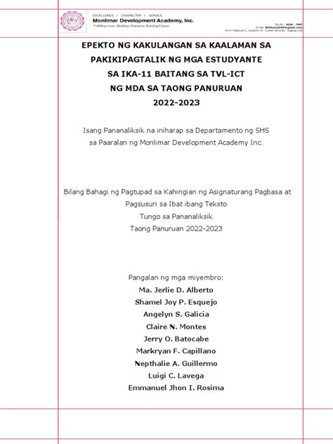 Pananaliksik Kabanata 1 Panimula Kabanata 2 Rrl Pdf