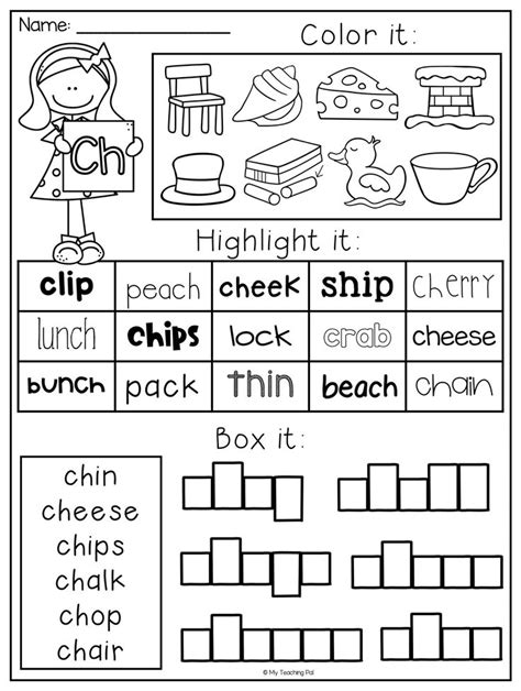 Free Worksheets For Consonant Digraphs Ch Sh Wh Th