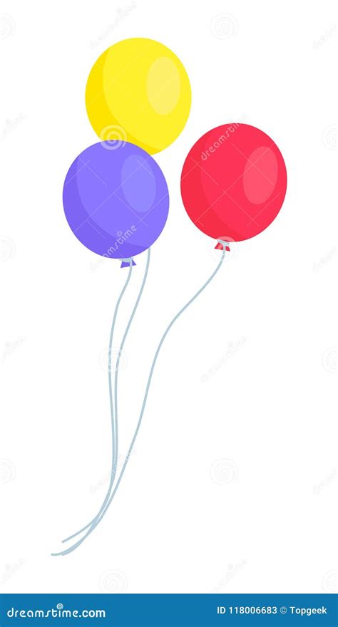 Image Of Three Colorful Balloons Isolated On White Stock Vector