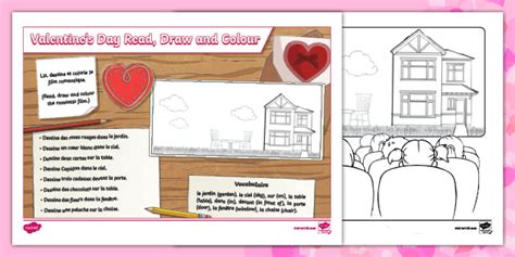 👉 French Valentines Day Read Draw And Colour Worksheet Ks2