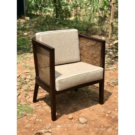 Jual Sofa Single Seat Minimalis Modern Material Kayu Jati Kombinasi