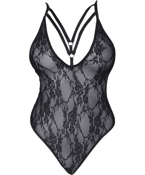 Cottelli Lingerie Black Sheer Mesh Bodysuit With Straps Sexystyle Eu