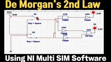 De Morgans 2nd Law Using Ni Multisim Software Youtube