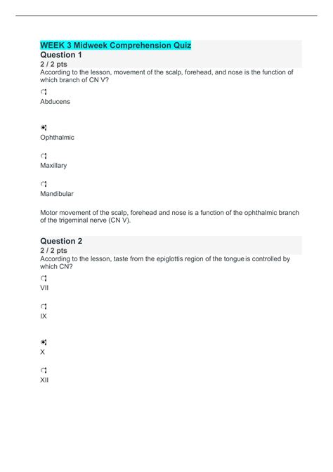 NR 509 Week 3 Midweek Comprehension Quiz NR 509 Week 3 Midweek