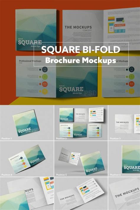 Square Bi Fold Brochure Mockups MasterBundles