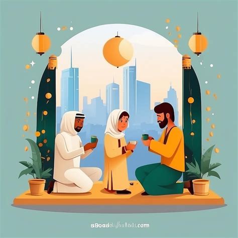 Premium Photo Flat People Celebrating Eid Aladha Illustration