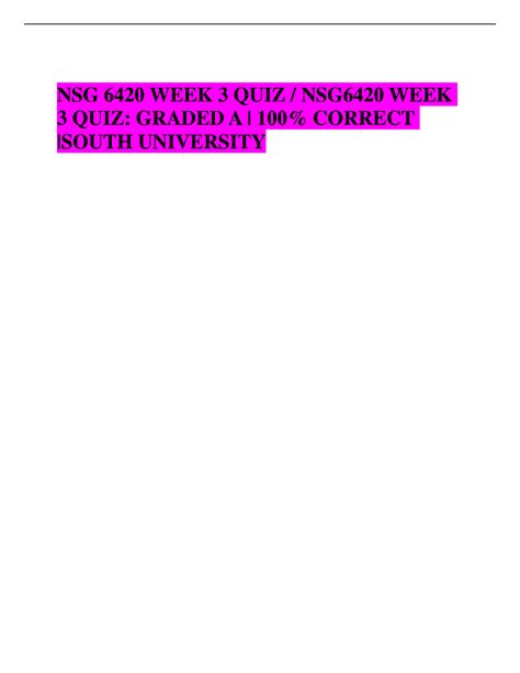 SOLUTION Nsg 6420 Week 3 Quiz Studypool