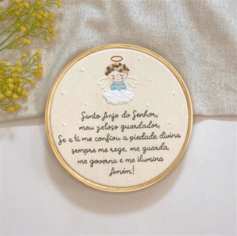 Bastidor Bordado Ora O Santo Anjo Anjinho Cm Elo