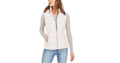 Michael Michael Kors Michael Kors Bone White Down Sleeveless Puffer Vest With Removable Hood Lyst